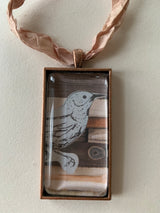 Sparrow Recycled Glass Art Necklace