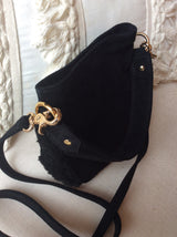 Black Suede Shearling Mini Cocoon
