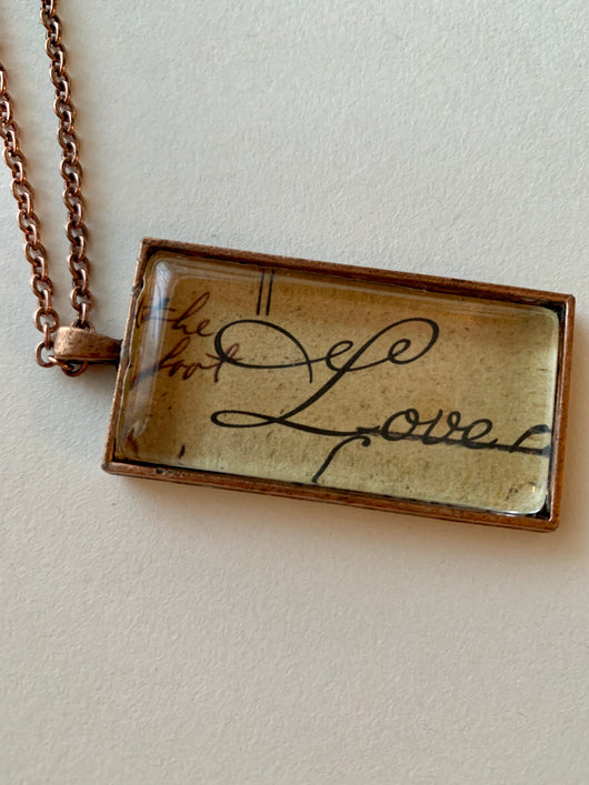 “Love” Recycled Art Necklace