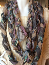 Recycled Sari Braided Yarn Scarf- Grey